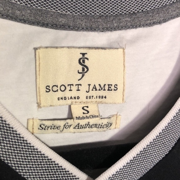 Men’s Scott James England Short Sleeve V Neck Popover Knit Upscale T Shirt S/S - Picture 7 of 10